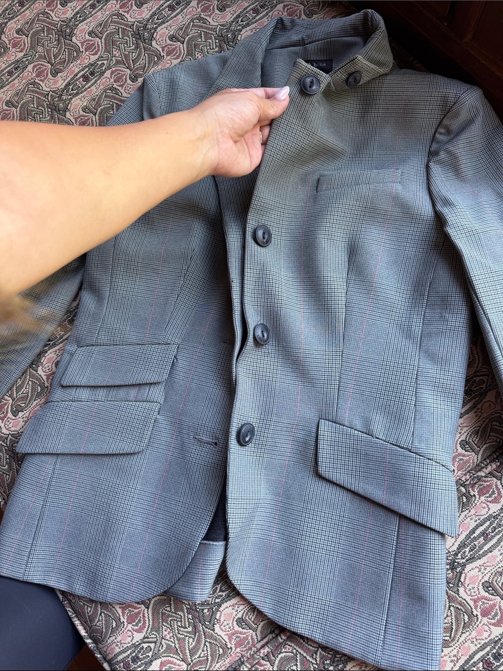 Rag & bone Double-Breasted Glen Plaid Blazer in Light Gray 6 - Picture 6 of 6